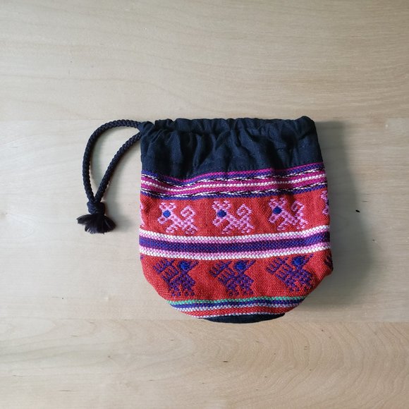(NWOT) Handmade Peruvian Details Embroidered Drawstring Pouch/ Handbag - Picture 5 of 8